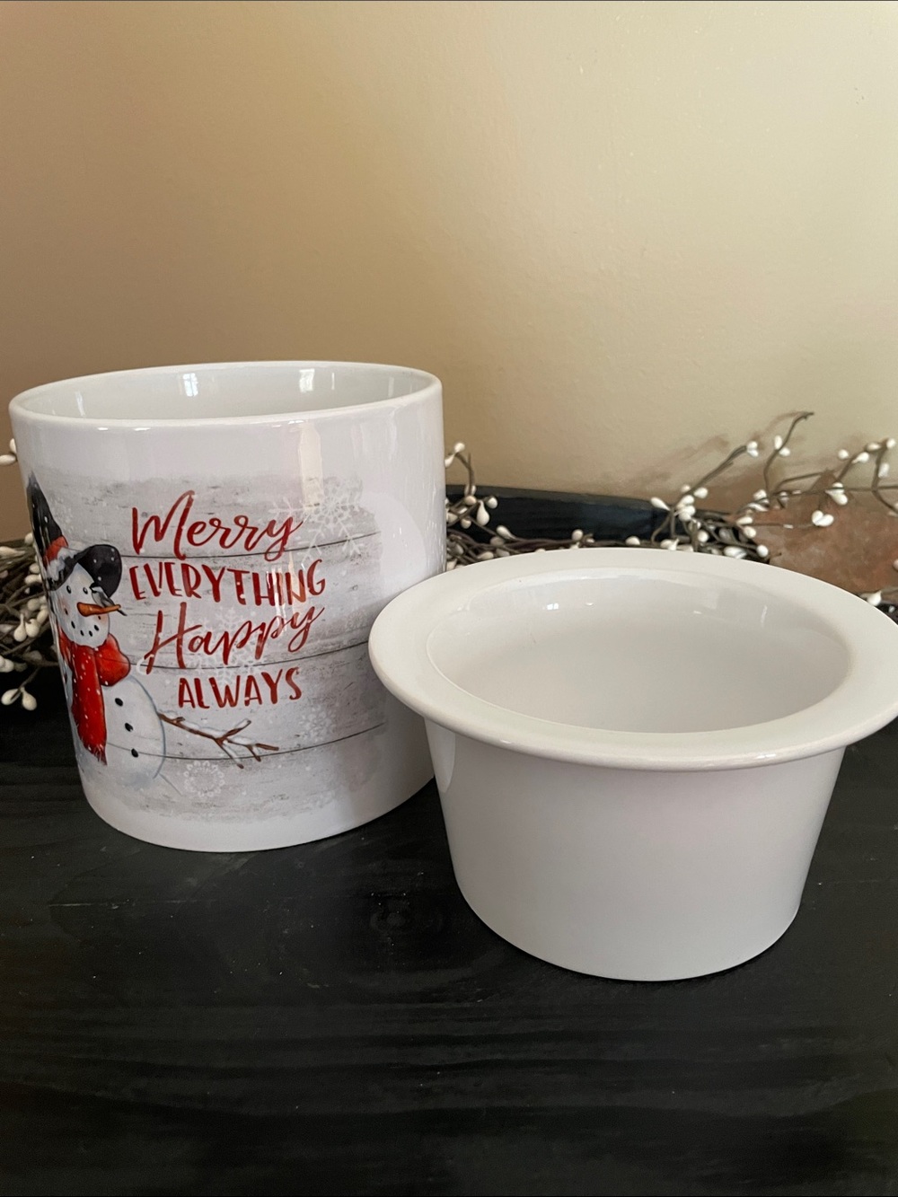 NIB Carson Brand ‘Merry Everything Happy Always’ Ceramic Dip Chiller
